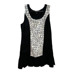 Sleeveless Liquid Knit Dress Geometric Print‎ Large Jonathan Saunders
